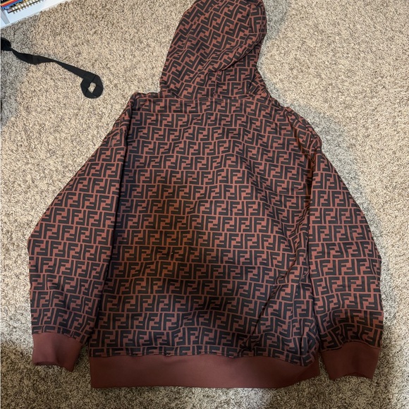 Fendi Brown & Black Monogram Hoodie Size Large - Picture 2 of 7